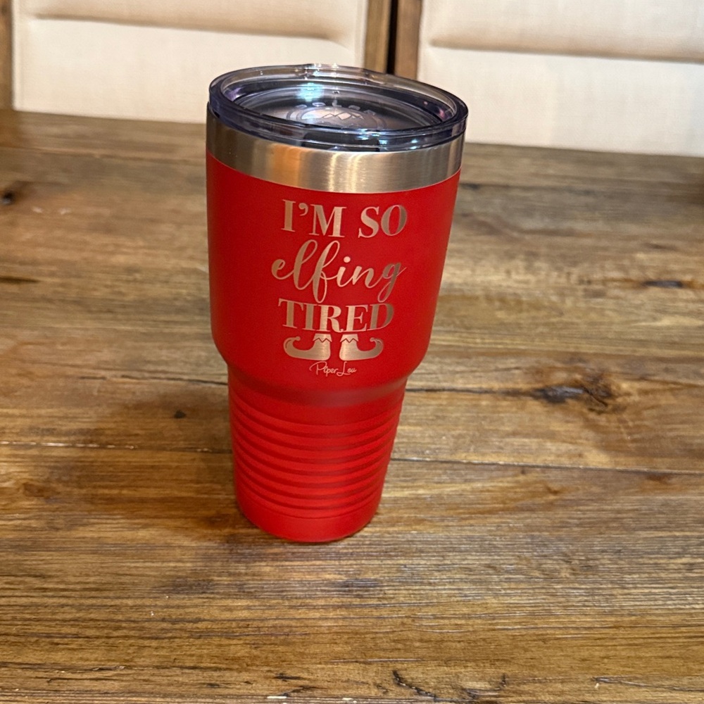 Red Insulated Travel Mug with Fun Text